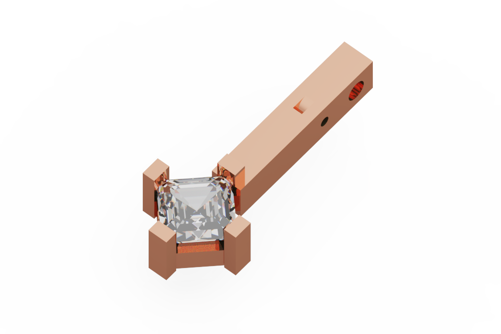 Princess Cut Bar Pendant With Block Prongs