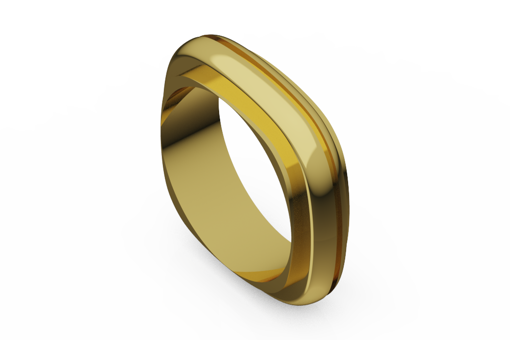 Domed Wedding Band With Twin Grooves