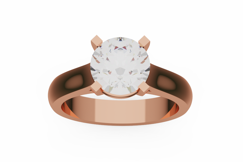 Round Solitaire Ring With Open Oval Shoulders
