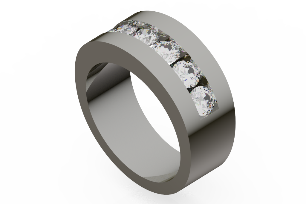 Wide Channel Set Round Diamond Cigar Band