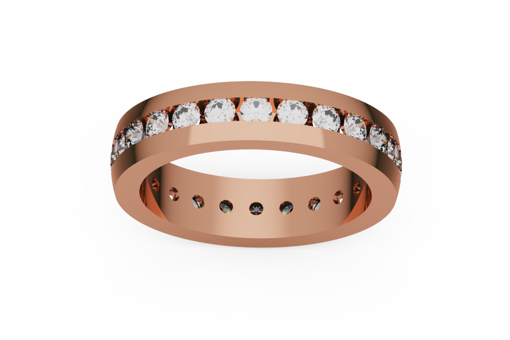 Round Diamond Channel Band With Raised Lower Rail