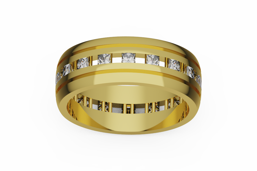 Wide Princess Cut Diamond Channel Band