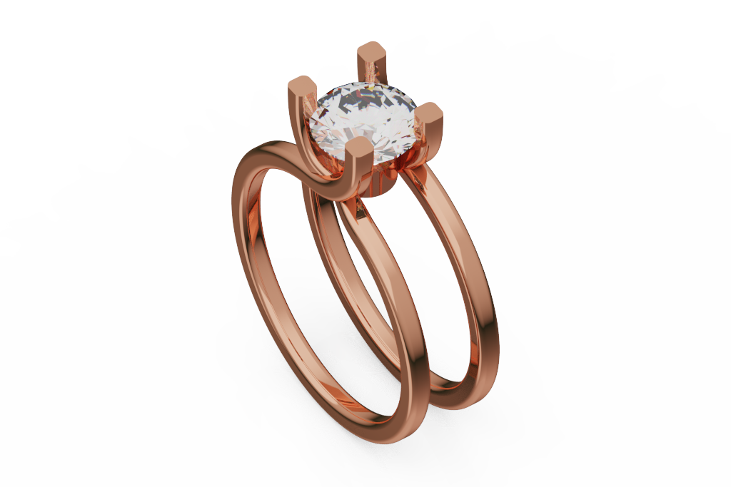 Round Solitaire Double Loop Ring