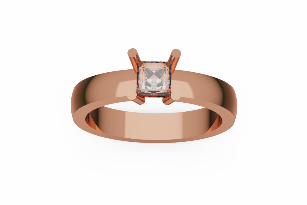 Princess Cut Solitaire Ring With Tall Round Prongs