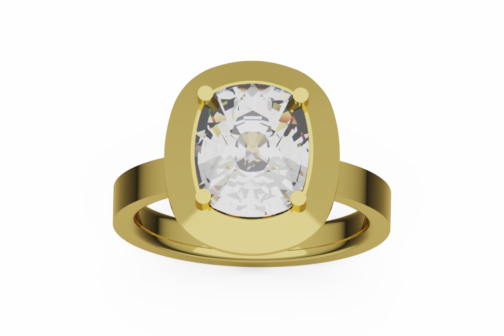Elongated Cushion Solitaire Ring With Rounded Platform