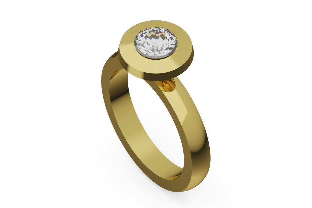 Round Bezel Solitaire Ring With Circular Head