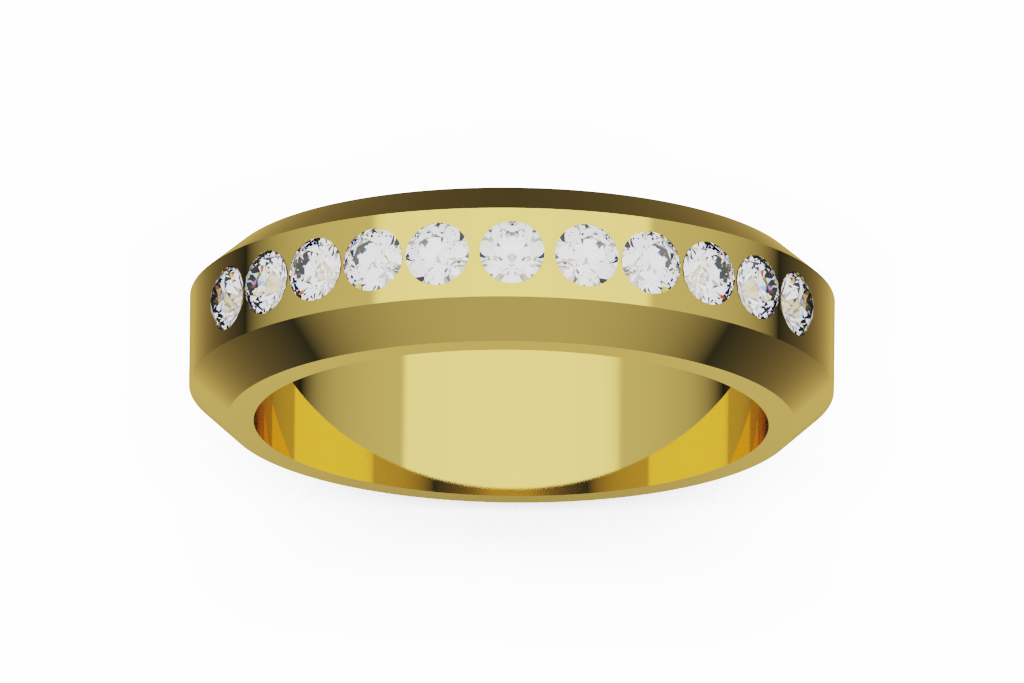 Flush Set Round Diamond Wedding Band
