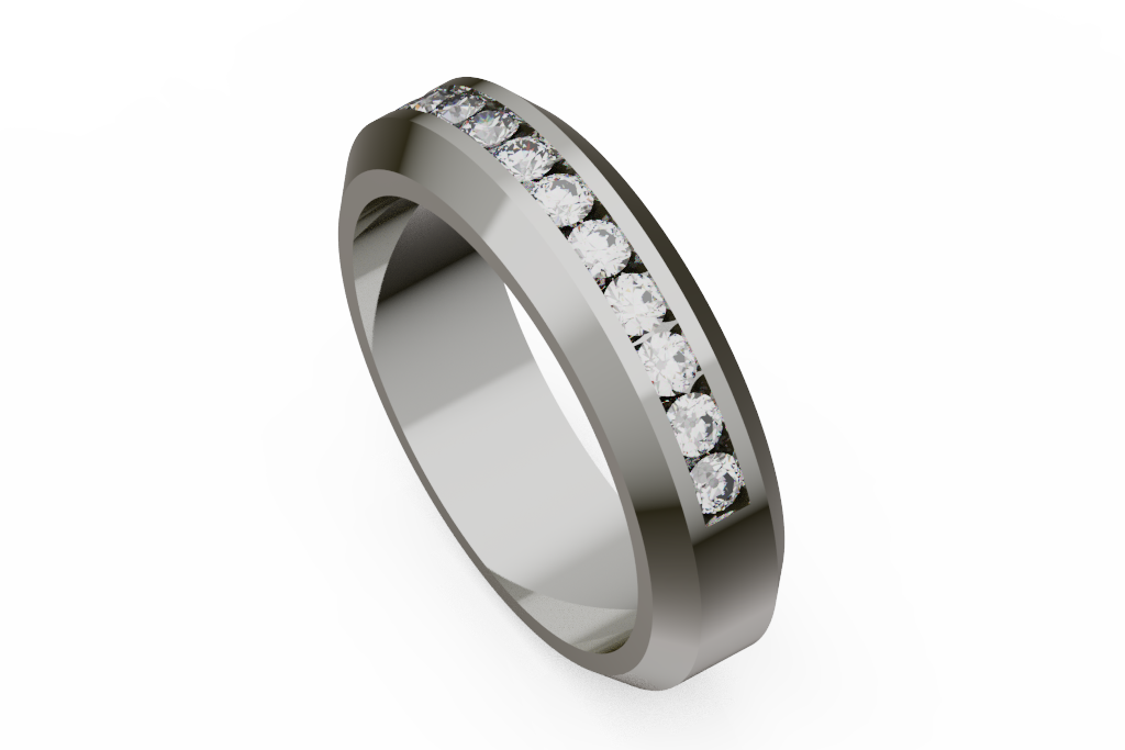 Channel Style Round Diamond Wedding Band