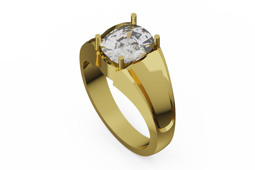 Cushion Cut Solitaire Ring With Wide Shank