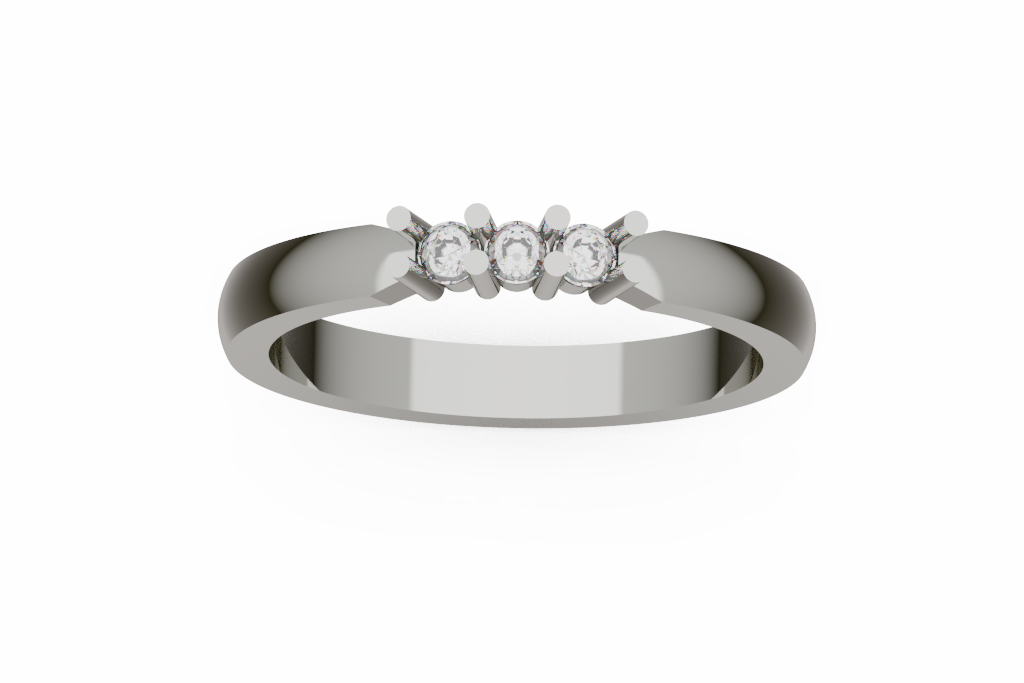 Three Stone Round Diamond Wedding Band