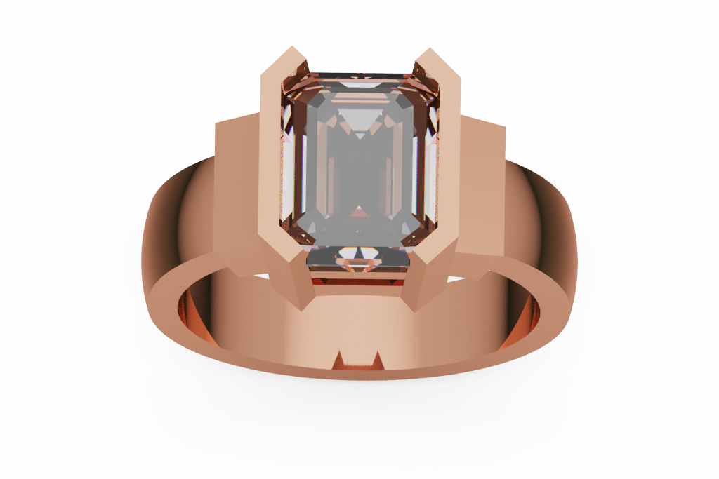 Emerald Cut Solitaire Ring With Stepped Shoulders