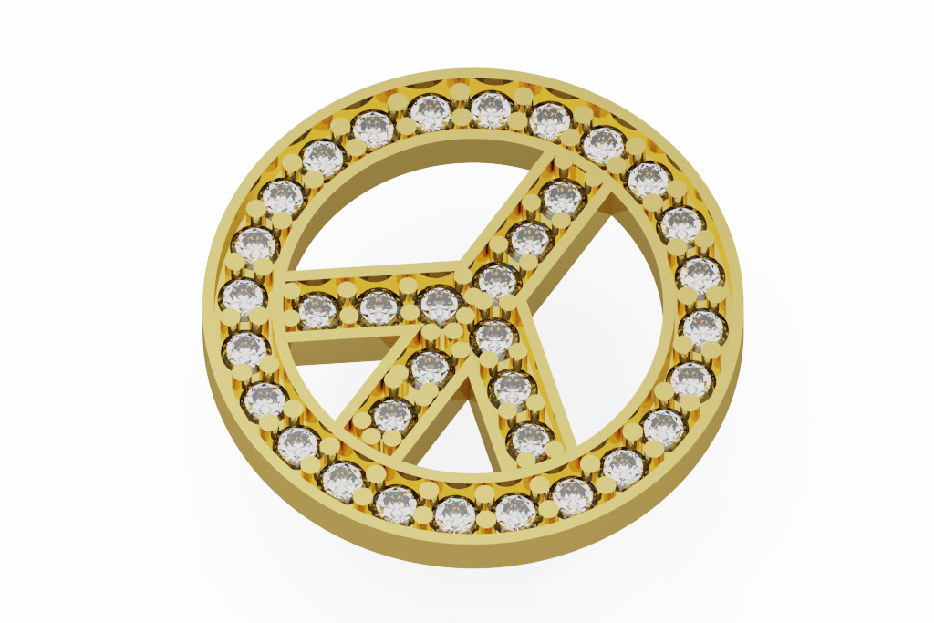 Diamond Peace Sign Pendant