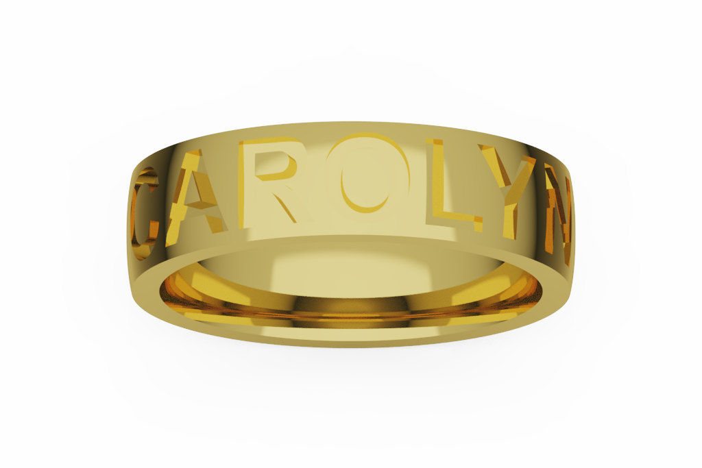 Polished Name Wedding Band With Block Lettering