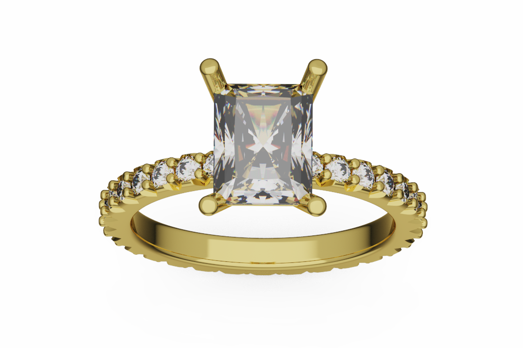 Princess Cut Pave Engagement Ring With High Prongs