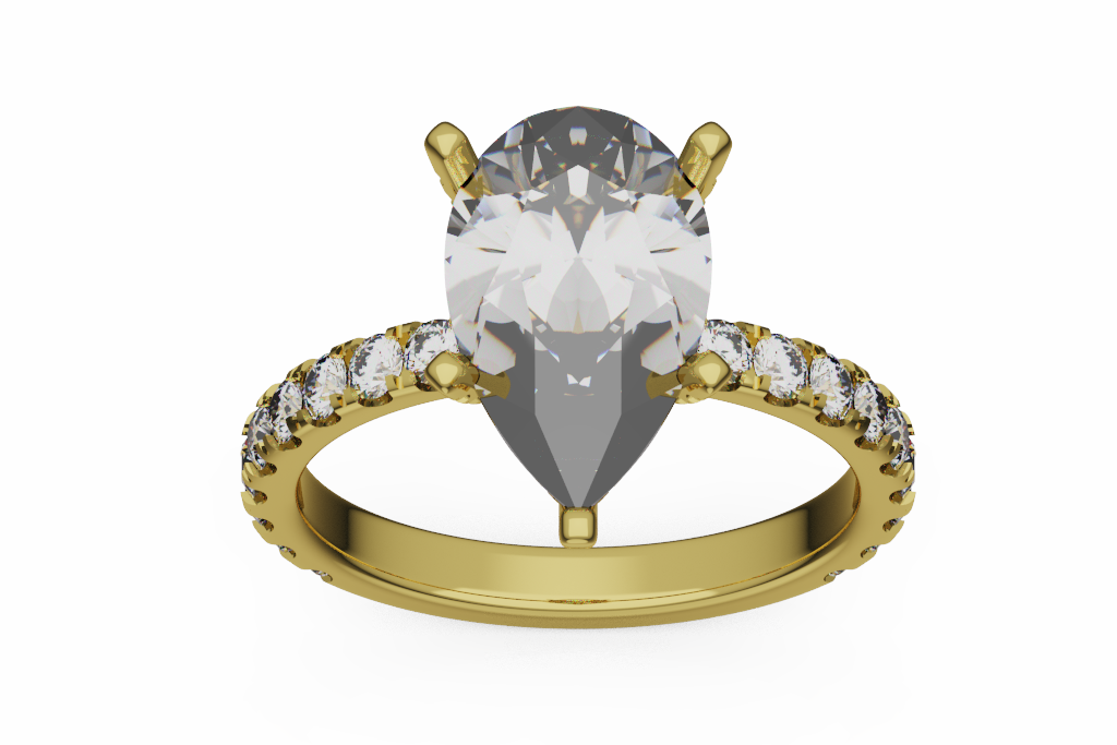 Pear Cut Pave Engagement Ring With Hidden Halo