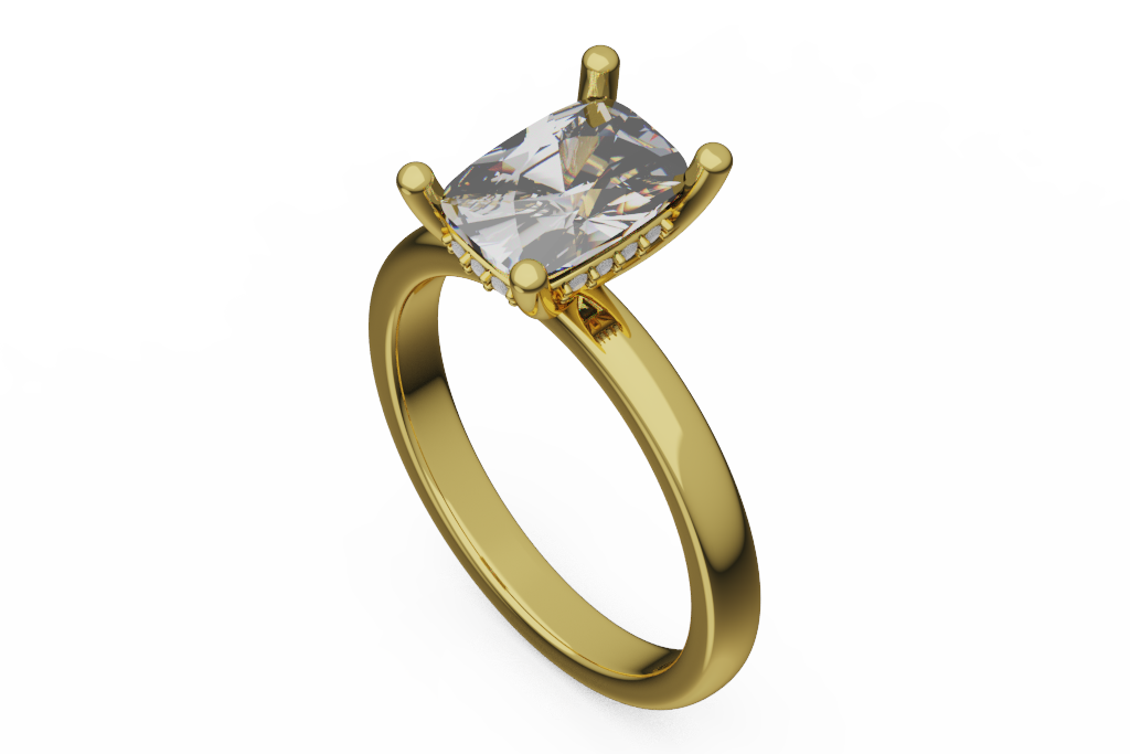 Radiant Cut Solitaire Ring With Hidden Halo