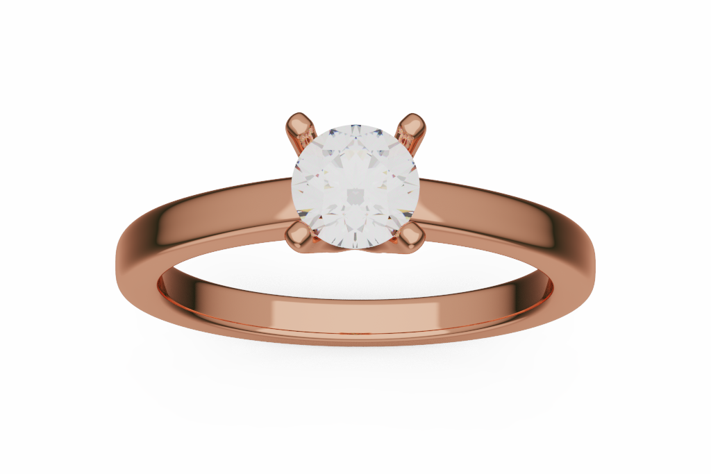 Round Solitaire Ring With Wide Plain Shank