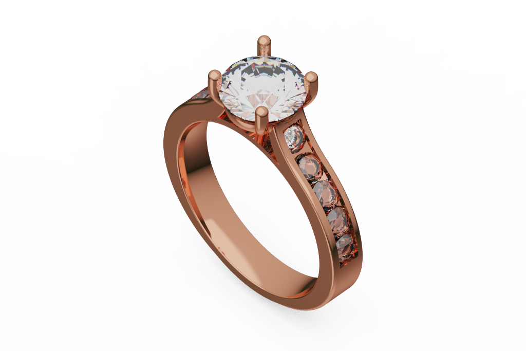 Round Diamond Engagement Ring With Channel Set Shoulders