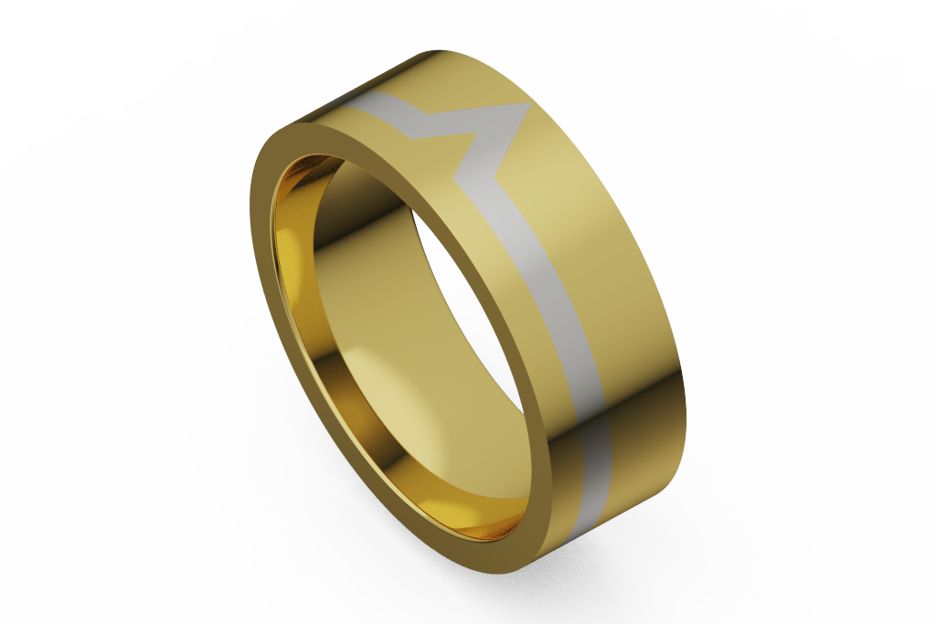 Wide Wedding Band With Chevron Stripe