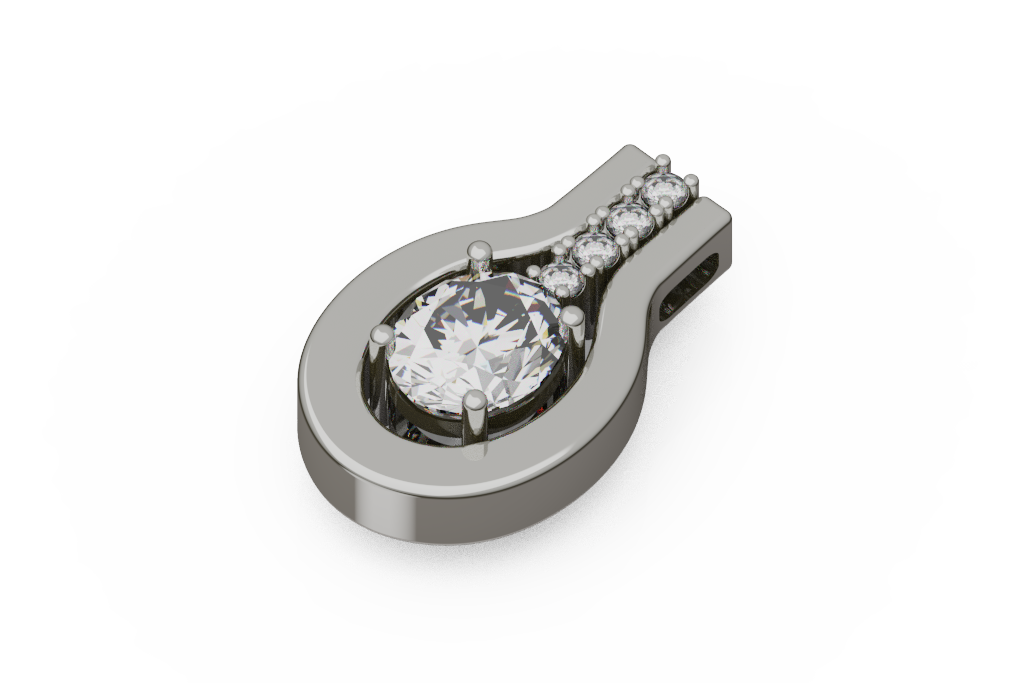 Teardrop Diamond Pendant With Round Center