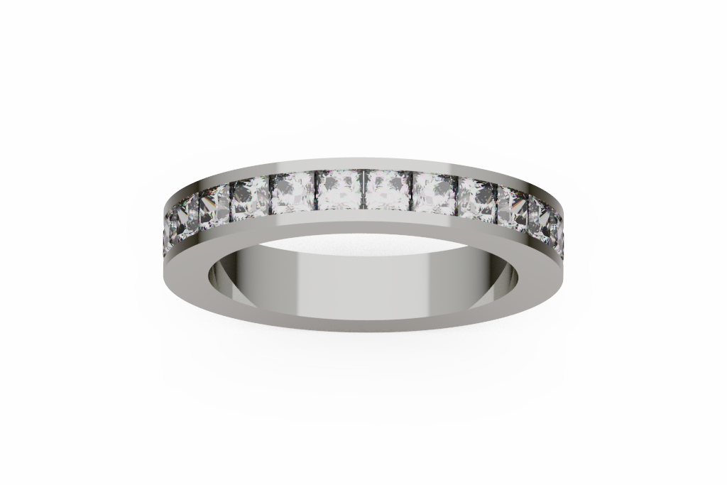 Slim Channel Set Diamond Wedding Band