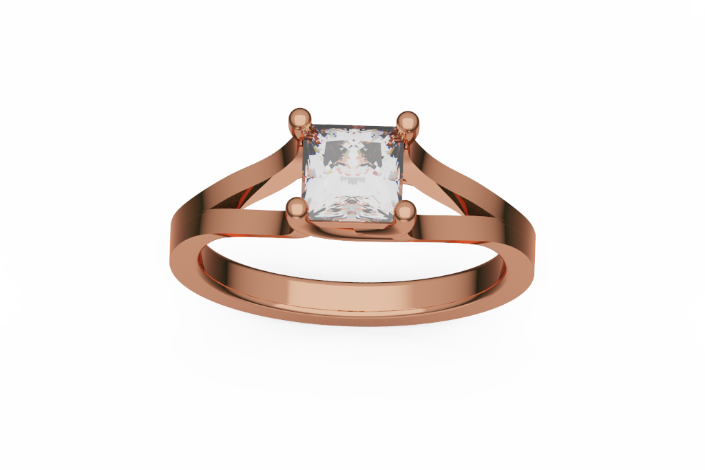 Princess Cut Solitaire Ring With Open Split Shank