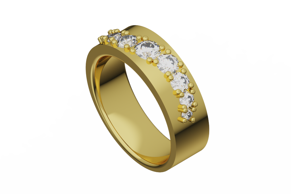 Wide Curved Round Diamond Fashion Band