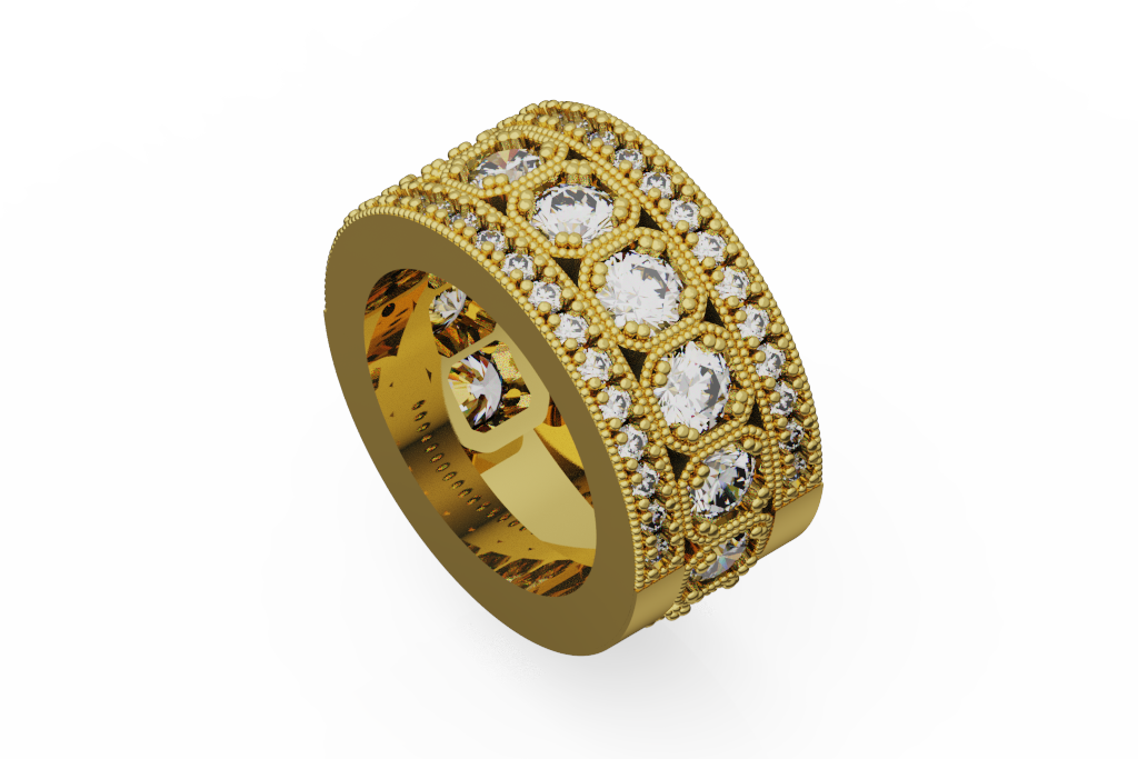 Wide Filigree Diamond Fashion Band