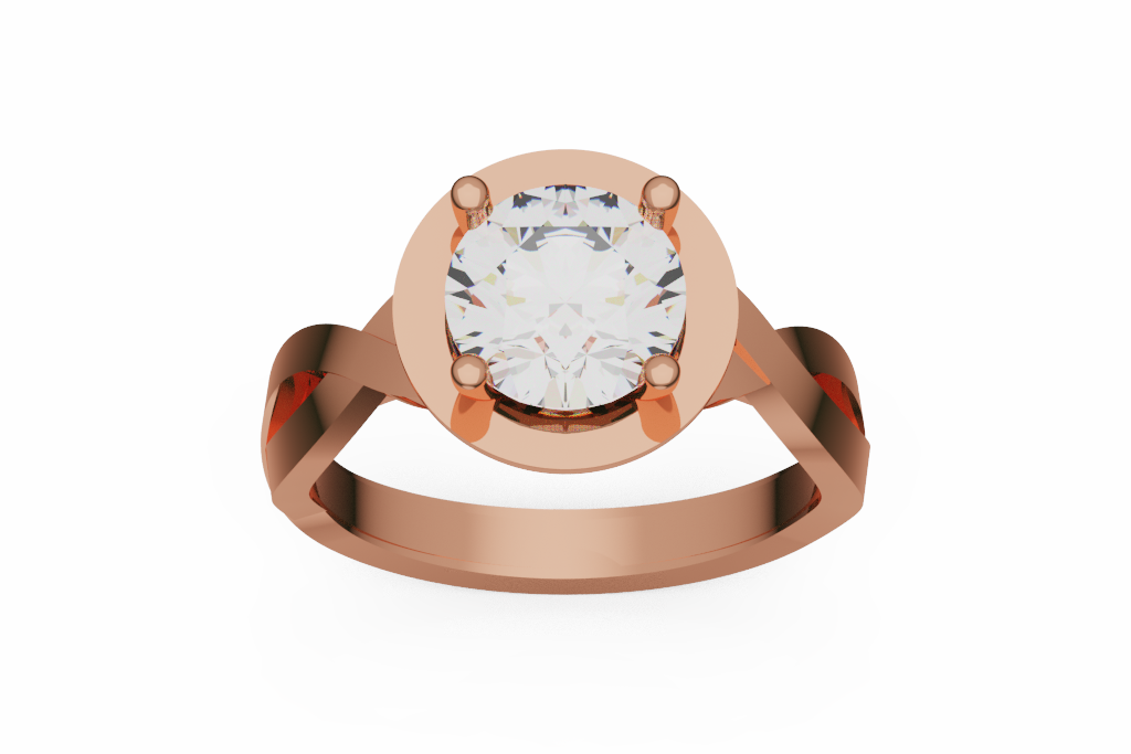 Round Solitaire Ring With Open Split Shank