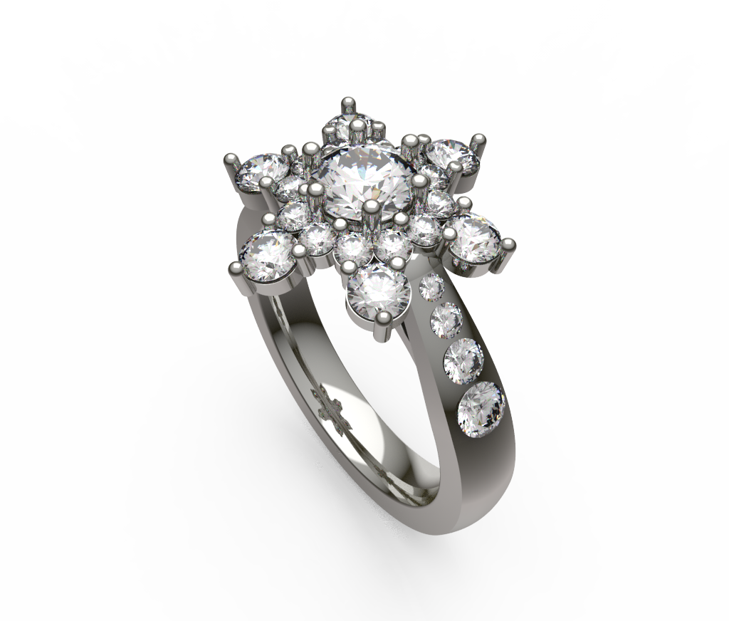 Floral Round Diamond Cocktail Ring