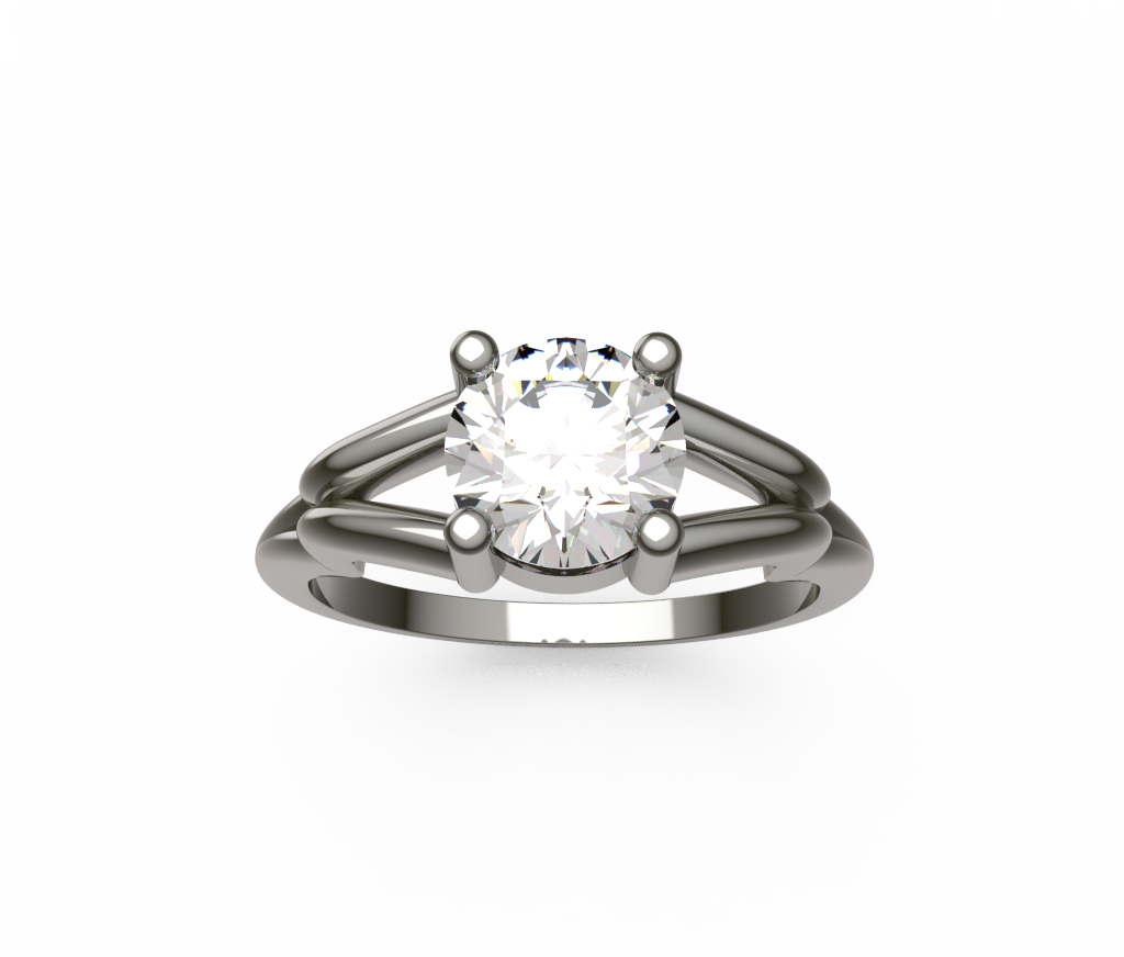 Round Solitaire Ring With Split Bypass Shoulders