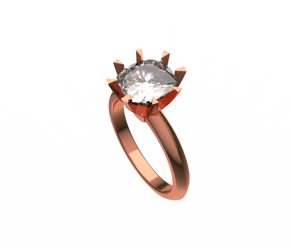 Cushion Solitaire Ring With Triangle Claw Prongs