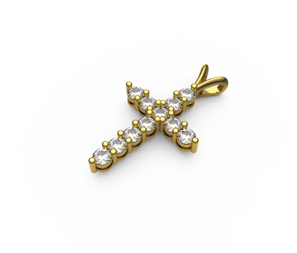 Round Diamond Cross Pendant