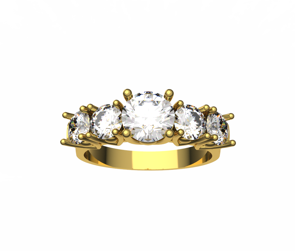 Five Stone Round Diamond Anniversary Ring