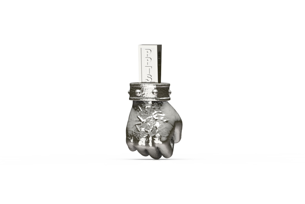 Sculptural Fist Pendant With Rectangular Bail
