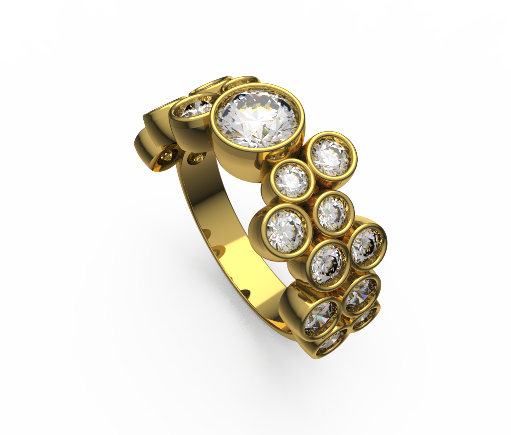 Wide Bezel Bubble Diamond Cocktail Ring