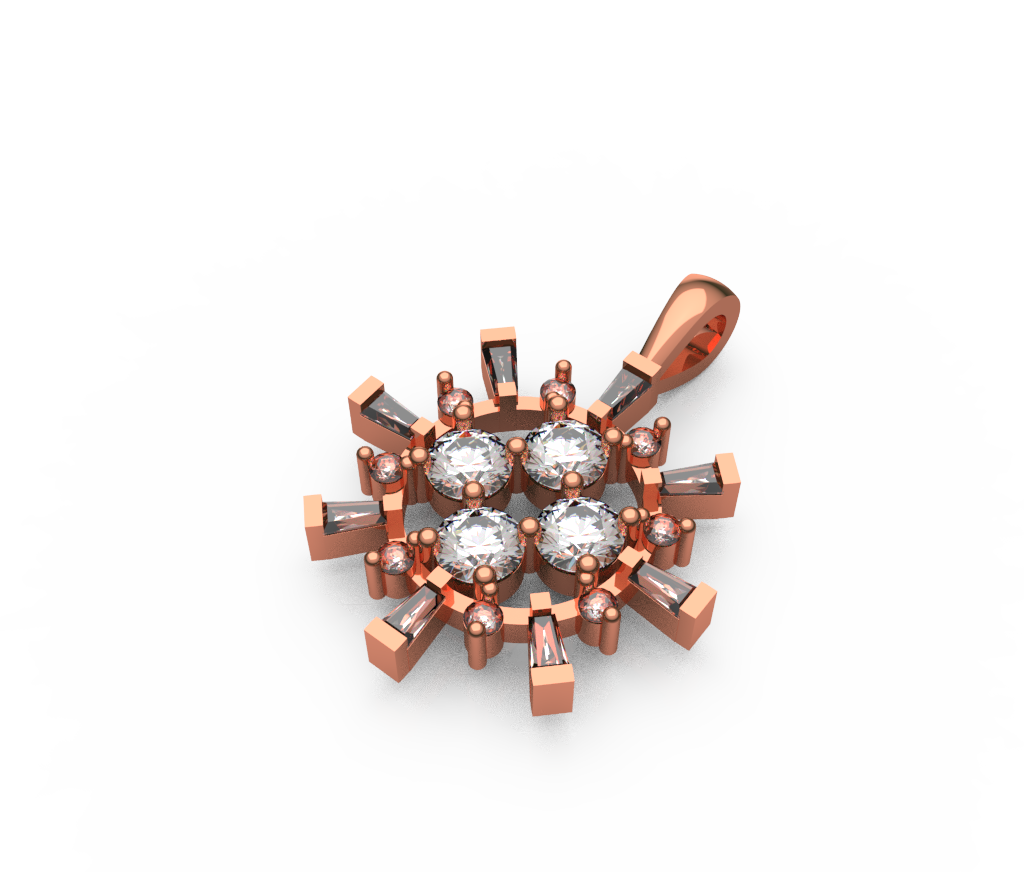Four Stone Sunburst Diamond Pendant