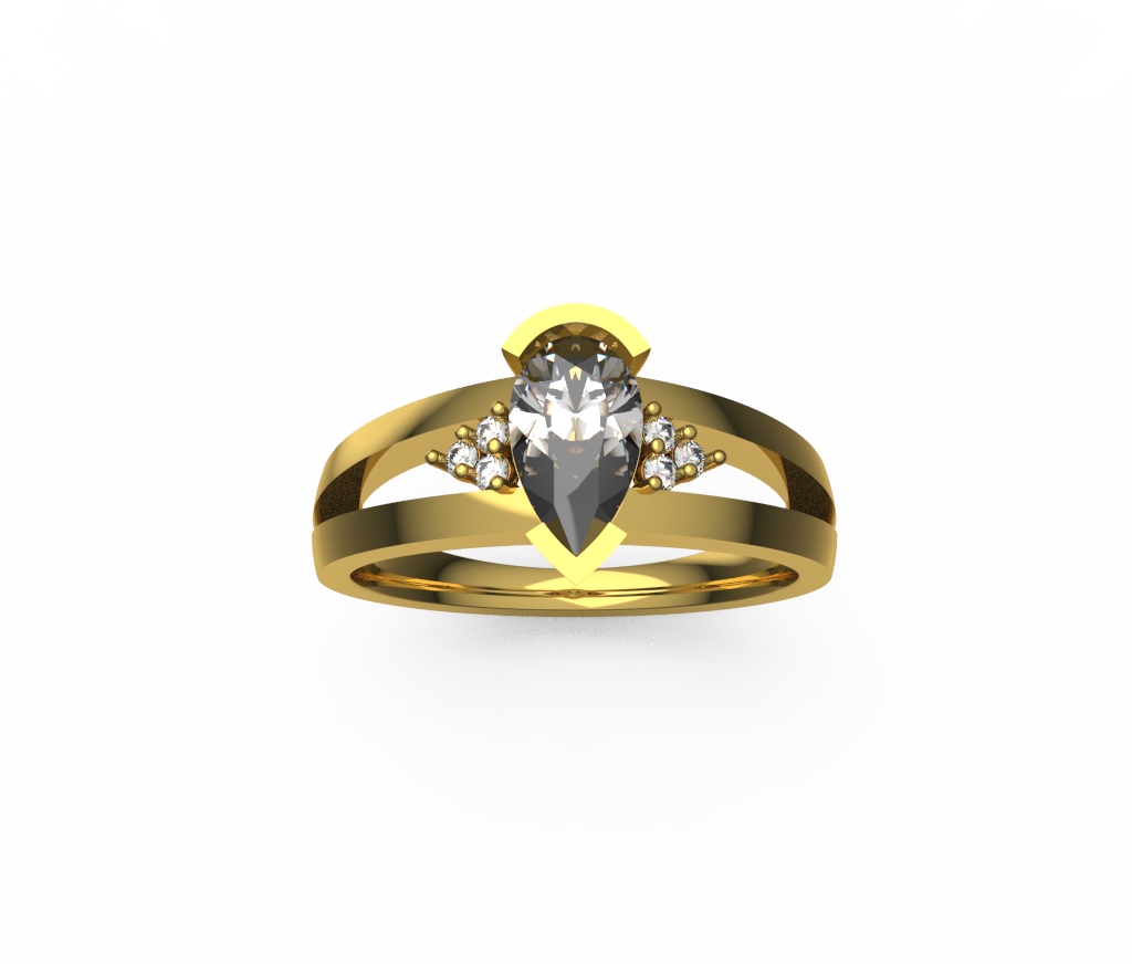 Pear Shaped Engagement Ring With Split Shoulders