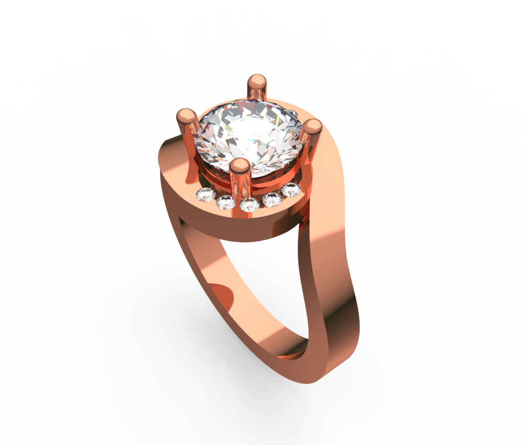 Round Bypass Halo Engagement Ring