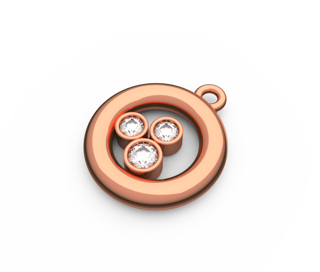 Round Three Diamond Circle Pendant