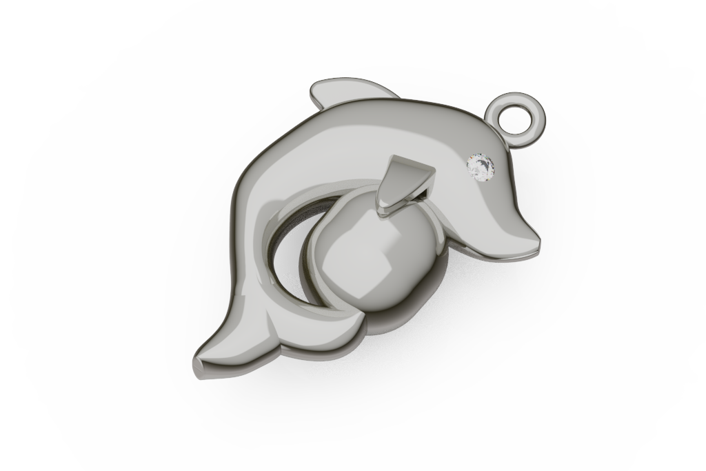 Dolphin Pendant With Round Center Detail