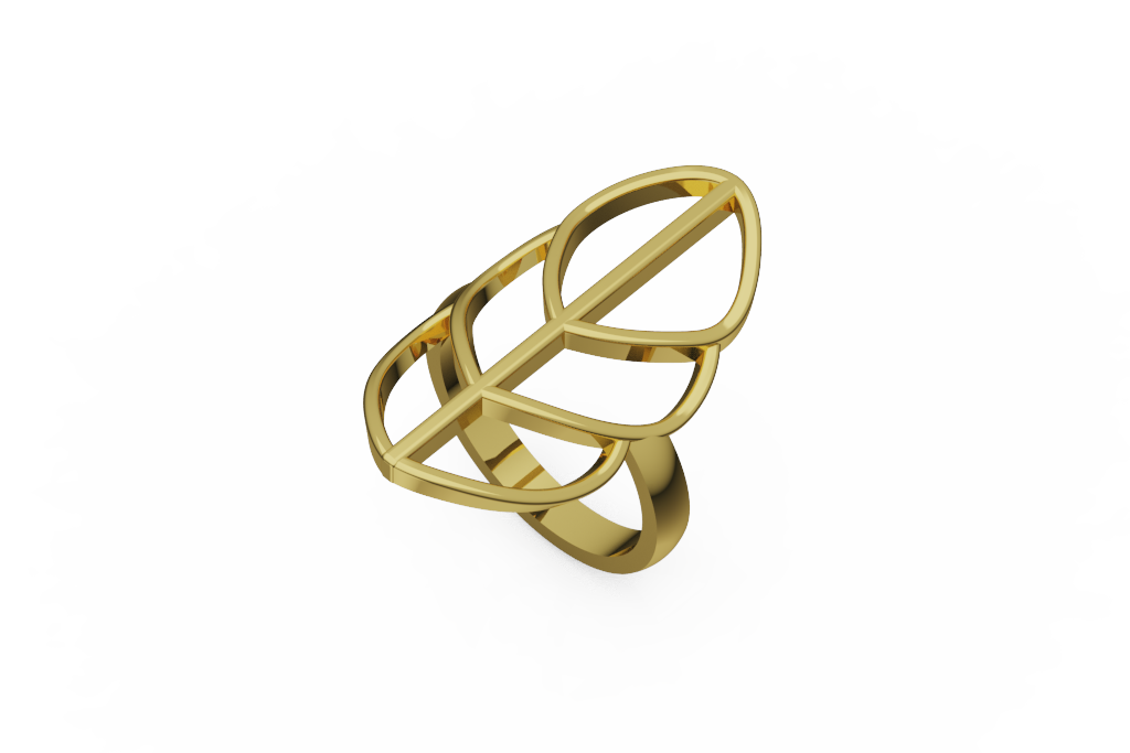 Open Leaf Outline Fashion Ring
