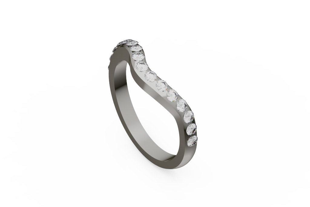 Curved Wavy Diamond Wedding Band