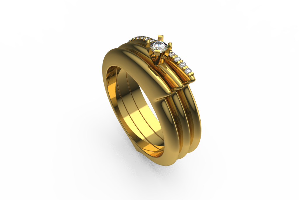 Wide Multi Row Diamond Fashion Ring