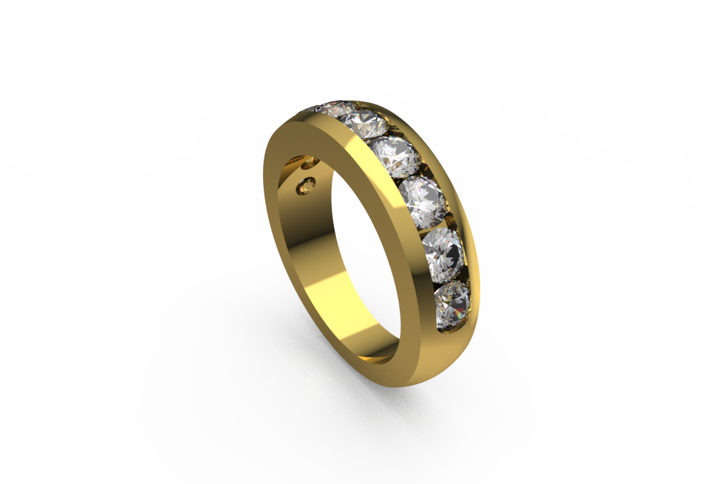 Channel Set Round Diamond Wedding Band