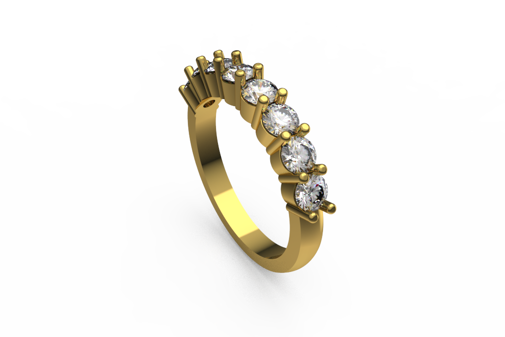Five Stone Diamond Band With Bar Accents