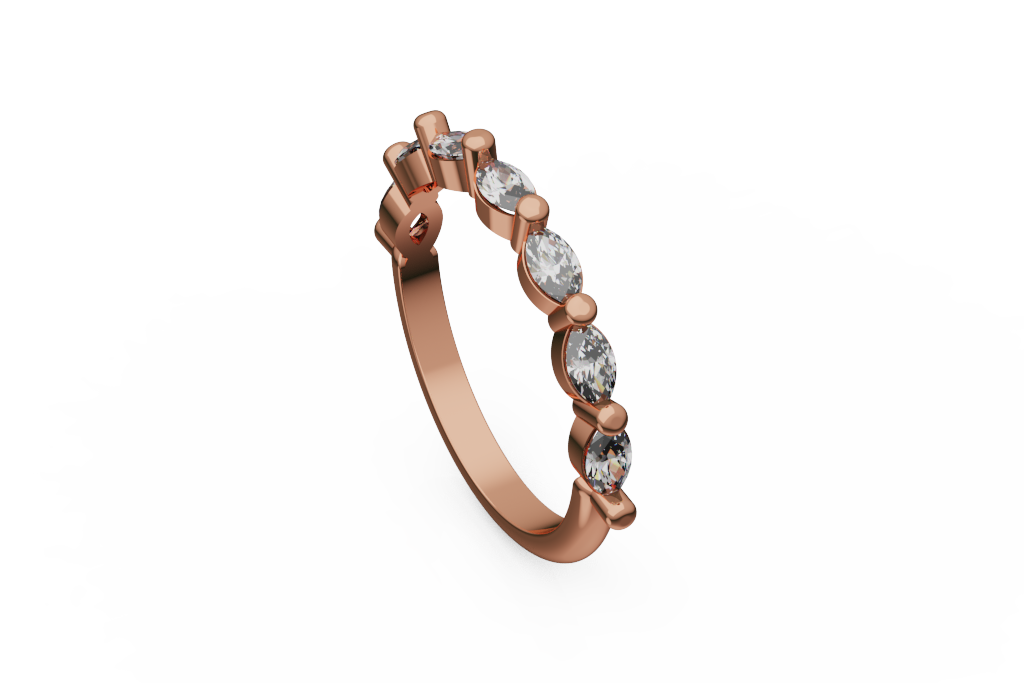 Marquise And Round Diamond Wedding Band