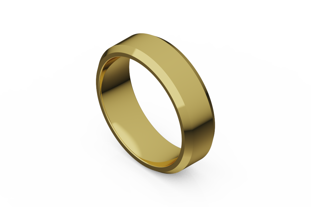 Plain Wide Beveled Wedding Band