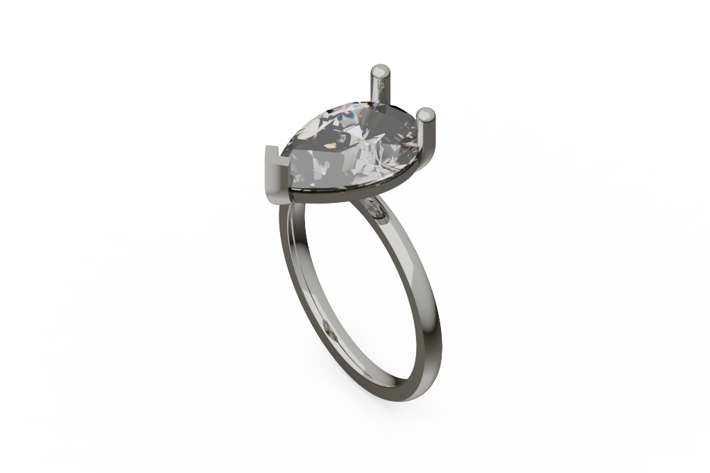 Pear Shaped Solitaire Ring With V Tip