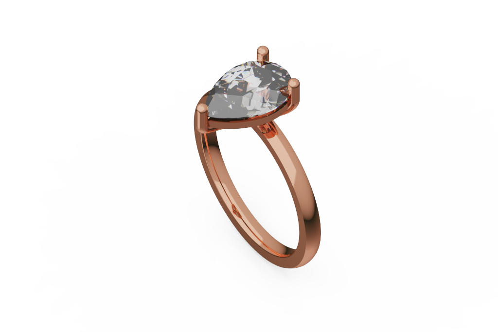 Pear Shaped Three Prong Solitaire Ring